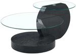 okwish Couchtisch mit Glas und Zwei Ebenen f&uuml;r Wohnzimmer 90x70x44 cm Schwarz