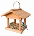 Relaxdays Vogelfutterhaus Tannenholz Orange Zum Aufh&auml;ngen 22 cm x 26 cm x 22...