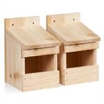 Relaxdays Halbh&ouml;hle Nistkasten Tannenholz Natur 2er Set 20 cm x 12 cm x 15,5 cm, 400