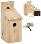 Relaxdays Nistkasten Bausatz Tannenholz Natur Mit Klappdach Mit Sitzstange 29,5 cm x
