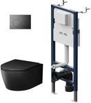 AM.PM WC Set Wand-WC Vorwandelement Dr&uuml;ckerplatte X-Joy S Runde Schwarz