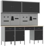 vidaXL Werkbank mit Speicher 10-Tlg Schwarz Ingenieure Holz und Stahl 3321470