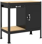 vidaXL Werkbank mit Regal Schwarz 90 x 49 x 91 cm Sperrholz und Metall 42020134