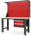 JAN NOWAK Werkbank Werkstatt LOGAN 170 x 150 x 75 cm Anthrazit-Rot Platte Braun
