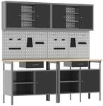 vidaXL Werkbank-Set 8-Tlg Rot und Grau Pulverbeschichteter Stahl 3321496