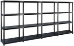 vidaXL Lagerregal mit 4 B&ouml;den Schwarz 244x30,5x130 cm Kunststoff 3059859