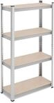Relaxdays Schwerlastregal 4 Ebenen Stahl Silber Teilbar 138 cm x 70 cm x 30 cm 6,1 kg
