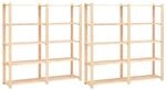 vidaXL Lagerregale 5 B&ouml;den 2 Stk 170x38x170cm Massivholz Kiefer 500kg 3051109