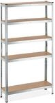 Relaxdays Schwerlastregal Stahl MDF Silber Braun Verzinkt H&ouml;henverstellbar Teilbar
