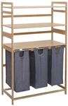 MCW Bambus W&auml;schesammler P78 3 Ablagen 125x80x40cm 135L Grau