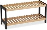 Relaxdays Schuhregal Bambus MDF Natur Schwarz mit 2 Ebenen 33 cm x 70 cm x 26 cm 2,2