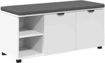 vidaXL Flurbank mit Kissen mit Regal mit T&uuml;r Wei&szlig; 100 x 38 x 46 cm 891512