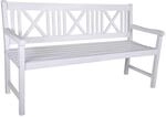 DELUKE Gartenbank NICE 3-Sitzer 154cm Breit Eukalyptus Wei&szlig; Terrassenbank Wetterfest