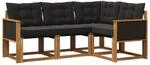 vidaXL Outdoor-Sofagarnitur mit Kissen 4 Stk Natur und Schwarz 3381912