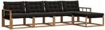 vidaXL Outdoor-Sofagarnitur mit Kissen 5-Tlg Natur und Schwarz 3369367