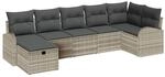 vidaXL Garten-Sofa-Set mit Kissen 7-Tlg Hellgrau Poly Rattan 3360433