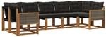 vidaXL Outdoor-Sofagarnitur mit Kissen 7 Stk Natur und Schwarz 3382188