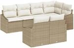 vidaXL Garten-Sofa-Set 7-Tlg Beige Poly Rattan 3346761