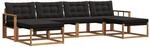 vidaXL Outdoor-Sofagarnitur mit Kissen 6-Tlg Natur und Schwarz 3369727