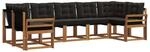 vidaXL Outdoor-Sofagarnitur mit Kissen 7-Tlg Natur und Schwarz 3369027
