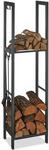Relaxdays Kaminholzregal Stahl Anthrazit mit 2 Ablagen 150 cm x 40 cm x 30 cm