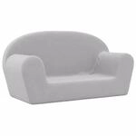 vidaXL Kindersofa 2-Sitzer Hellgrau Weich Pl&uuml;sch 356987