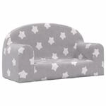 vidaXL Kindersofa 2-Sitzer Hellgrau mit Sternen Weich Pl&uuml;sch 357010