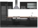 Vicco R-Line K&uuml;chenzeile Schwarz Hochglanz Anthrazit 300 cm AP Eiche ohne...