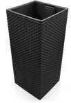 BigDean 2x Blumentopf In Rattanoptik Pflanzk&uuml;bel Mit Einsatz 26,5 x 26,5 x 50...