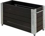 PLUS Pflanzkasten Blumenkasten mit R&auml;dern 120x50x70 cm - Schwarz