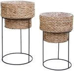 MCW 2er-Pflanzentopf-Set Q45 Metall Wasserhyazinthe Natur Gestell Schwarz
