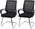 MCW 2er-Set Konferenzstuhl K51 150kg Belastbar Stoff/Textil Schwarz