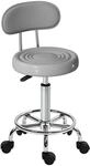HOMCOM Salon Stool Polyester Stahl 40L x 32B x 70-86H cm Grau