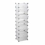 Relaxdays Schuhregal 10 Ebenen Kunststoff Metall Transparent Stecksystem 176 cm x 49