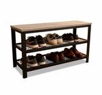 Relaxdays Schuhbank Stahl Schwarz Grau mit 2 Schuhablagen 45 cm x 73 cm x 30 cm