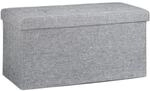 Relaxdays Sitzbank Leinen Grau Faltbar 38 cm x 76 cm x 38 cm