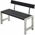 PLUS Gartenbank 127 cm Schwarz mit R&uuml;ckenlehne
