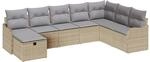 vidaXL Sofa Set mit Kissen mit Speicher Beige und Hellgrau Poly-Rattan 3359029