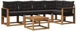 vidaXL Outdoor-Sofagarnitur mit Kissen 6 Stk Natur und Schwarz 3381968