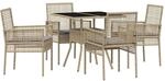 vidaXL Garten Essgruppe 5-Tlg Beige Poly Rattan 3334930