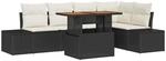 vidaXL Garten Essgruppe mit Kissen 6-Tlg Schwarz und Creme 3349963