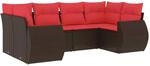 vidaXL 6-Tlg Gartensofa-Set mit Kissen Braun Polyrattan 3221783