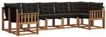 vidaXL Outdoor-Sofagarnitur mit Kissen 7-Tlg Natur und Schwarz 3369023
