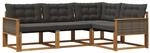 vidaXL Outdoor-Sofagarnitur mit Kissen 4 Stk Natur und Schwarz 3381388
