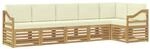 vidaXL Ecksofa Set mit Kissen 6 Stk Wei&szlig; und Creme Massivholz Akazie 3391930