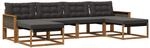 vidaXL Outdoor-Sofagarnitur mit Kissen 6 Stk Natur und Schwarz 3381596