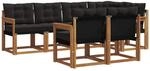 vidaXL Outdoor-Sofagarnitur mit Kissen 7-Tlg Natur und Schwarz 3368755