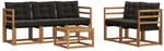 vidaXL Outdoor-Sofagarnitur mit Kissen 6-Tlg Natur und Schwarz 3368391