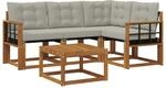 vidaXL Outdoor-Sofagarnitur mit Kissen 5-Tlg Natur und Hellgrau 3368646