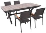 DELUKE Garten-Sitzgruppe JANA 5-tlg. Alu-Keramik Eiche-Optik Grau...